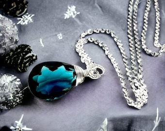 Türkis London Blue Topas Anhänger Sterling Silber, Dezember Geburtsstein