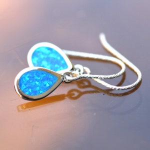 Lovely Blue Opal Earrings Sterling Silver 925 - Ready to Ship