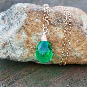 Lovely Seafoam Green Tourmaline Pendant 14k Rose Gold Filled , October Birthstone