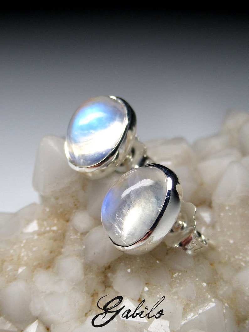 Moonstone Gemstone Sterling Silver Earrings Collection Minimal H