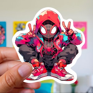 Miles Morales Sticker - Superhero Vinyl Decal for Laptops, Water Bottles, Spider-Verse Fan Art, Comic Book Gift, Aesthetic Hero Sticker