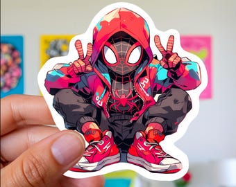 Miles Morales Sticker - Superhero Vinyl Decal for Laptops, Water Bottles, Spider-Verse Fan Art, Comic Book Gift, Aesthetic Hero Sticker