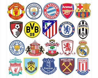 INSTANT DOWNLOAD - Europe Football Soccer Logos Svg Bundle, Football Club Soccer Team, European Football Team Clipart, European Football