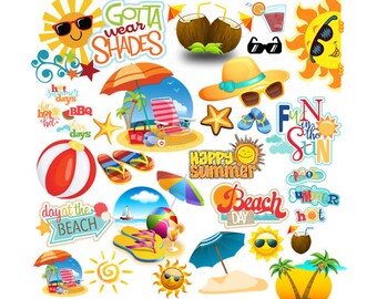 INSTANT DOWNLOAD - Summer Party, Beach Party Pop Art Text, Beach Party Clipart, Summer Party Theme, Summer Clipart,Summer Party Idea,Clipart