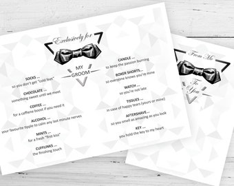 Grooms survival kit card, DIY groom gift, groom present, Instant digital download, husband to be gift, instant digital download