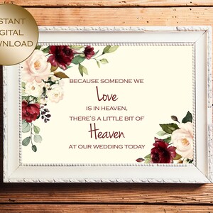 Kleines Stück Himmel Hochzeit Erinnerungsschild, in liebevoller Erinnerung Hochzeitsschild - UK A4 und US Letter Größe, sofortiger digitaler Download
