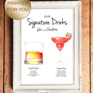 Minimalist Signature Drinks Couples Wedding Sign