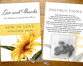 Sunflower printable wedding favours - print as many as you like! Eco friendly wedding favour ideas - US letter size, printable favours