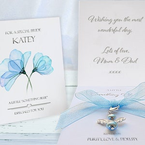 Personalised Something Blue Wedding Charm,  Guardian Angel Charm, bridal charm, wedding keepsake, wedding letterbox gift