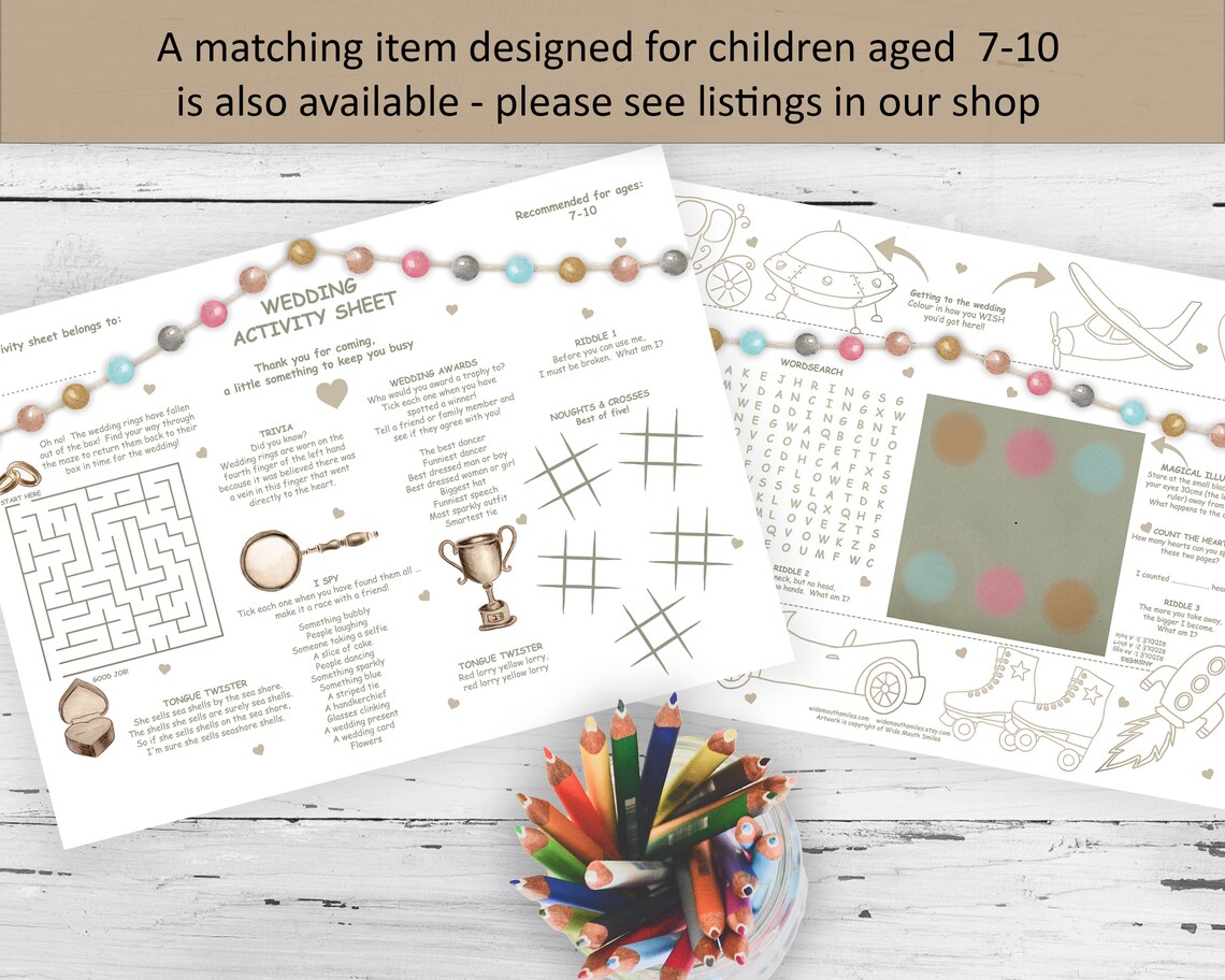 Four Pages, UK A4 Size Children's Wedding Activity Sheets, Printable ...