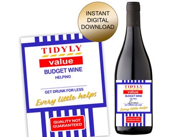 Funny Prescription Wine Label, Tidyly Budget Wine Sticker (Digital Download)