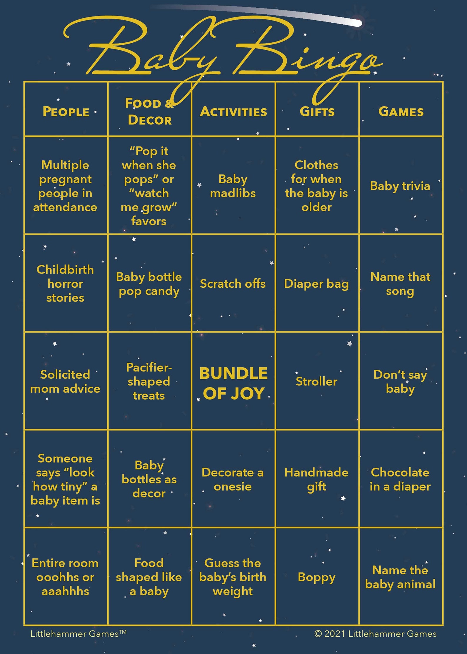 Baby Shower Game for a Large Group Baby Bingo Game With 50 Etsy