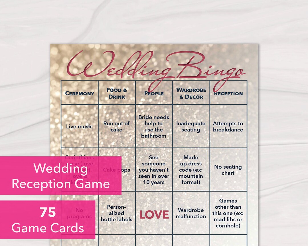 Wedding Table Games Guests Love Wedding Bingo Printable Game Etsy