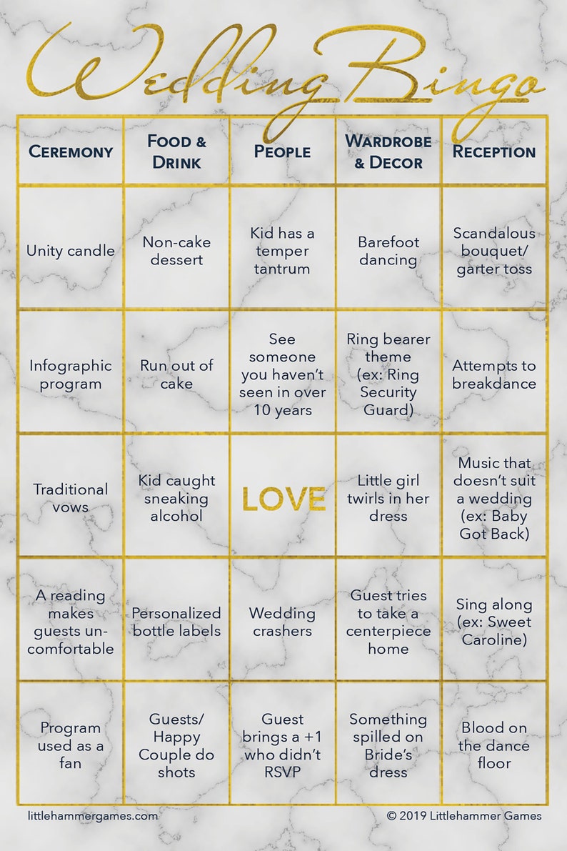Cocktail Hour Games Guests Love Wedding Bingo Printable Game Etsy