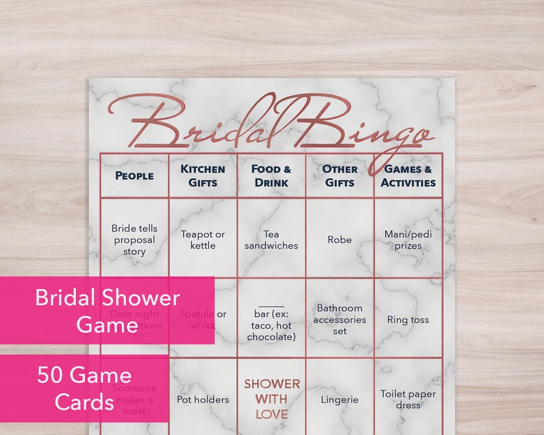 Bridal shower games for large groups Bridal Bingo printable Etsy