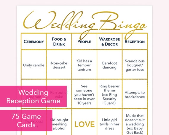 Wedding Reception Bingo Games Guests Love Wedding Bingo Etsy