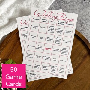 Moderne bruiloftbingo met 50 rozenkaarten, roze gouden bruiloft cocktailuur spelset printables, mix en mix bingoreceptie idee RGD1