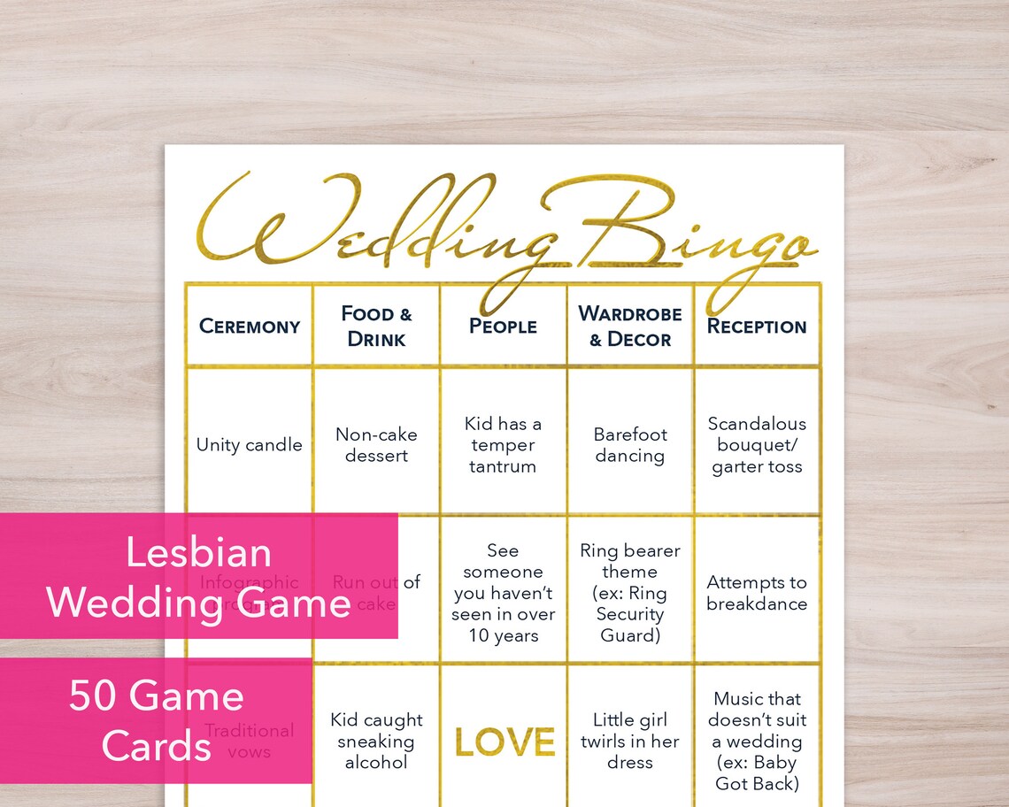 50 Printable Wedding Bingo Game Cards 2 Brides Edition: The | Etsy