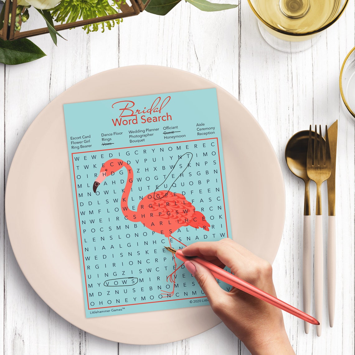 Tropical Bridal Shower Game Flamingo Party Bridal Word Search Etsy