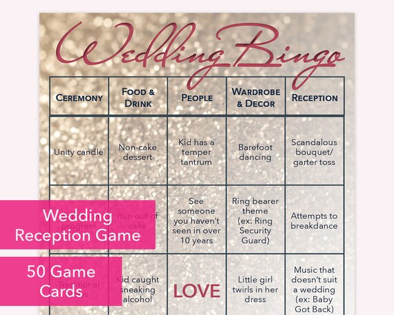 Wedding Activities Guests Love Wedding Bingo Printable Game Etsy