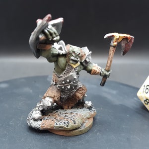 Ready Paint Orc Axe Shield Monster Miniature | Hand Painted | Dungeons and Dragons | Medium