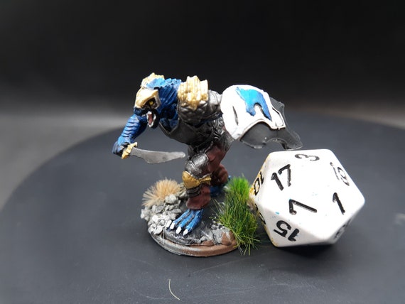 Hand Painted 28mm Female Dragonborn Fighter Tabletop RPG Player Character Warrior Miniature Pathfinder D and D Dungeons and Dragons