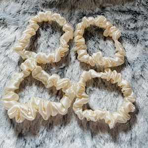 Pure Mulberry Silk Scrunchies -Skinny Silk Hair Scrunchies -Pure Silk Scrunchie