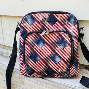 Patriotic Purse 4th of July  Old Glory Cotton Canvas Crossbody bag Phone Purse  Small Crossbody Bags