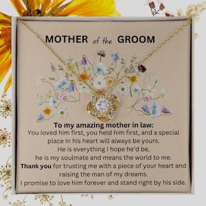 Cadeau pour la mère du marié de la mariée, cadeau de collier pour belle-mère, Merci d'avoir élevé l'homme de mes rêves, future belle-mère, carte poème