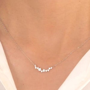 925 Sterling Silver Minimalist Diamond Necklace|14k Gold Plated | Dainty CZ Necklace| Trendy Necklace  | Wedding Necklace | Bridesmaid Gifts