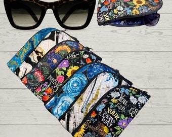 Floral Sunglasses case with zipper closure, Eyeglasses Pouches, Gift for her, Quilted Glasses Case, Sunglasses Sleeve, Eyeglasses holder