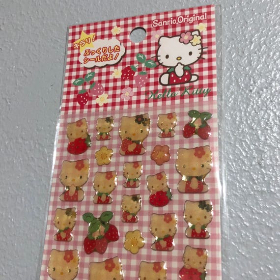 Sanrio Hello Kitty Stickers Hard Plastic Glitter Clock
