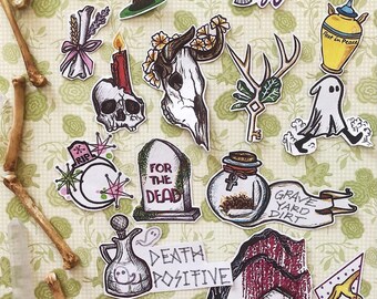Death Witchcraft Stickers (Small) - Necromancy, Witchcraft, Occult