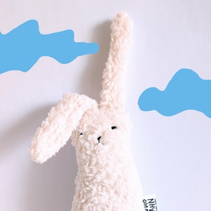 Stuffed toy rabbit Rambo organic stuffed animal, beige plush toy, baby pillow gift, Scandinavian nursery decoration, children's toy image 2