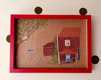 Let it dangle - original abstract modern sketch illustration drawing painting Bullerby aesthetic Sweden interior wall decoration