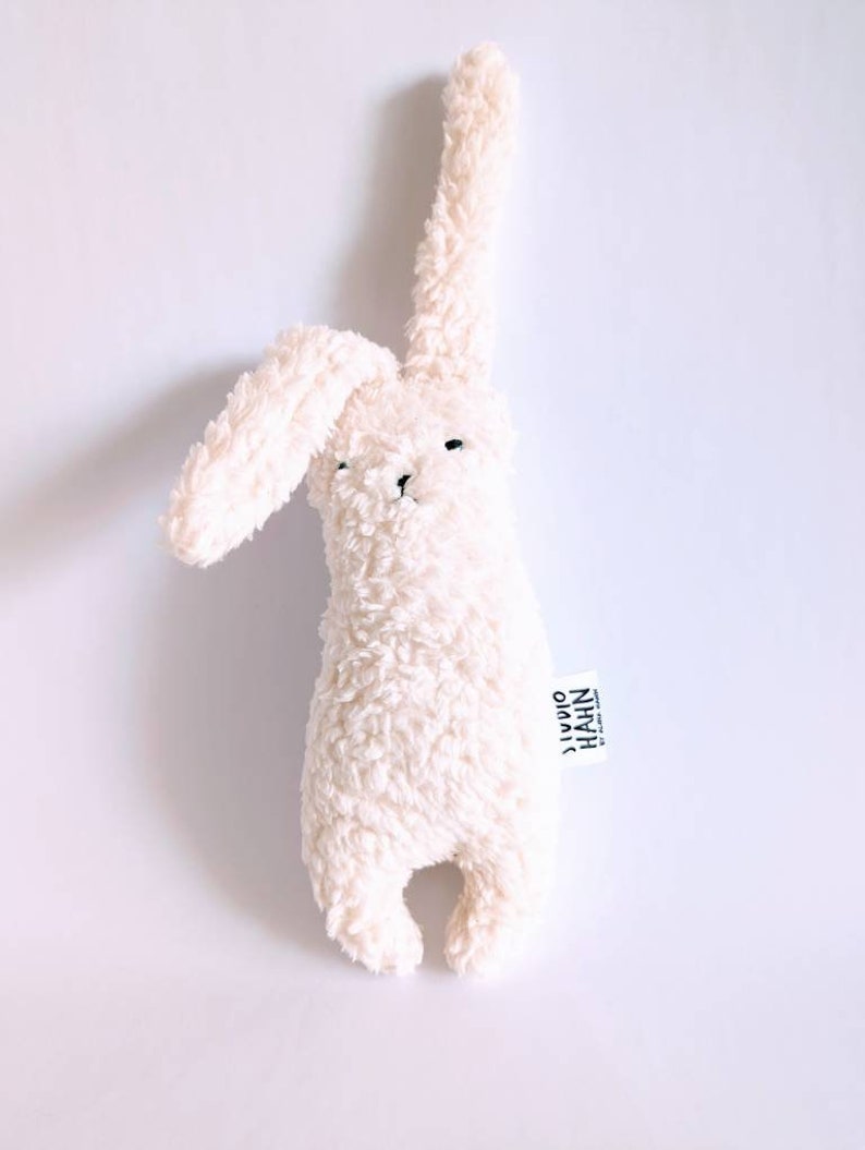 Stuffed toy rabbit Rambo organic stuffed animal, beige plush toy, baby pillow gift, Scandinavian nursery decoration, children's toy image 3