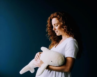 Big Whale Stuffed Animal Milo | Organic Cotton Plush Toy | Handmade Baby Gift | Kids Room Decor