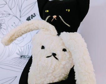 Cuddly toy rabbit Matti- organic stuffed animal, beige plush toy, baby pillow gift, Scandinavian children's room decoration, children's toy