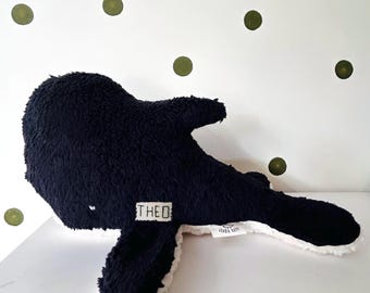Whale Stuffed Animal Tom | Cotton Plush Toy | Handmade Baby Gift | Scandinavian Nursery Decor