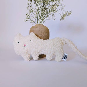 Cuddly toy cat Milou cotton organic stuffed animal, baby organic toy, children's toy, beige organic plush toy, Scandinavian children's room image 1