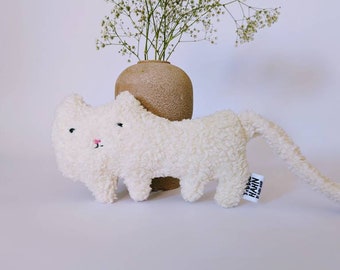 Cuddly toy cat Milou - cotton organic stuffed animal, baby organic toy, children's toy, beige organic plush toy, Scandinavian children's room