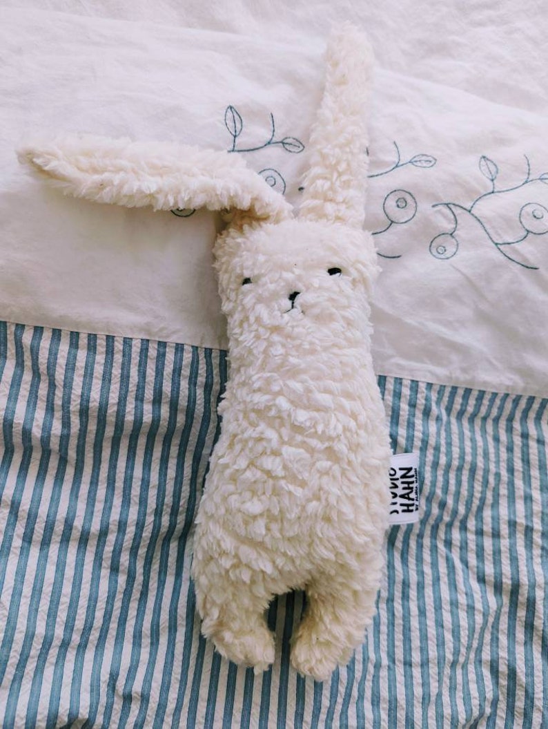 Stuffed toy rabbit Rambo organic stuffed animal, beige plush toy, baby pillow gift, Scandinavian nursery decoration, children's toy image 1