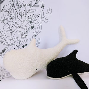 Large Sperm Whale KALLE BLANCO Scandinavian Nursery Decor, Organic Stuffed Animal, Plushie Whale, Birthday Gift, Stuffed Stuffed Animal image 2