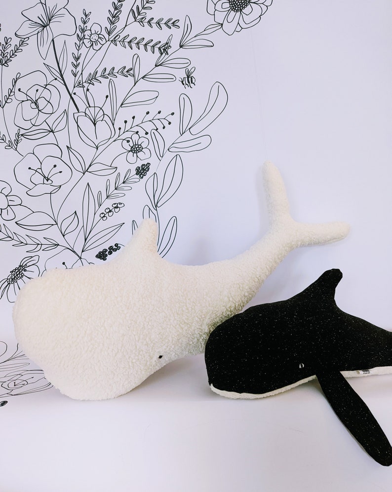 Large Sperm Whale KALLE BLANCO Scandinavian Nursery Decor, Organic Stuffed Animal, Plushie Whale, Birthday Gift, Stuffed Stuffed Animal image 2