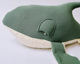 Big Green Whale Stuffed Animal Karl | Cotton Plush Toy | Handmade Baby Gift | Scandinavian Nursery