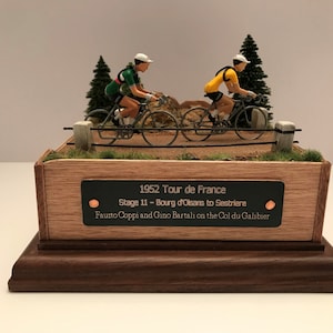 The Bottle - Coppi & Bartali Rivalry - 1952 Tour de France VeloVignette - Diorama Art Handcrafted by Cycling Classic Moments in Colorado, US