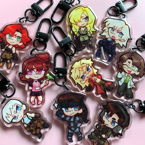 metal gear solid 1 & 2 acrylic charms