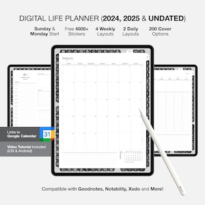 GoodNotes Planer, Tagesplaner, Notability Planer, Life Planner, ADHS Digitaler Planer, 2024 2025 Portrait, Digitaler Planer, Google Kalender