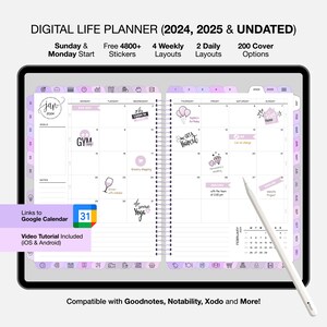Minimalist Digital Planner, Life Planner, GoodNotes Planner, 2024 2025 Digital Planner, iPad Planner, Dated Digital Planner, Xodo Notability