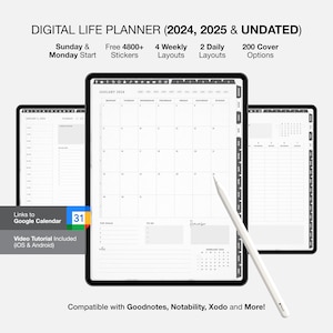 Datierter Digitaler Planer, Goodnotes Planner, Digitaler Planer 2024 2025, Täglicher Wochenplaner Monatsplaner Notability iPad Planner Goodnote